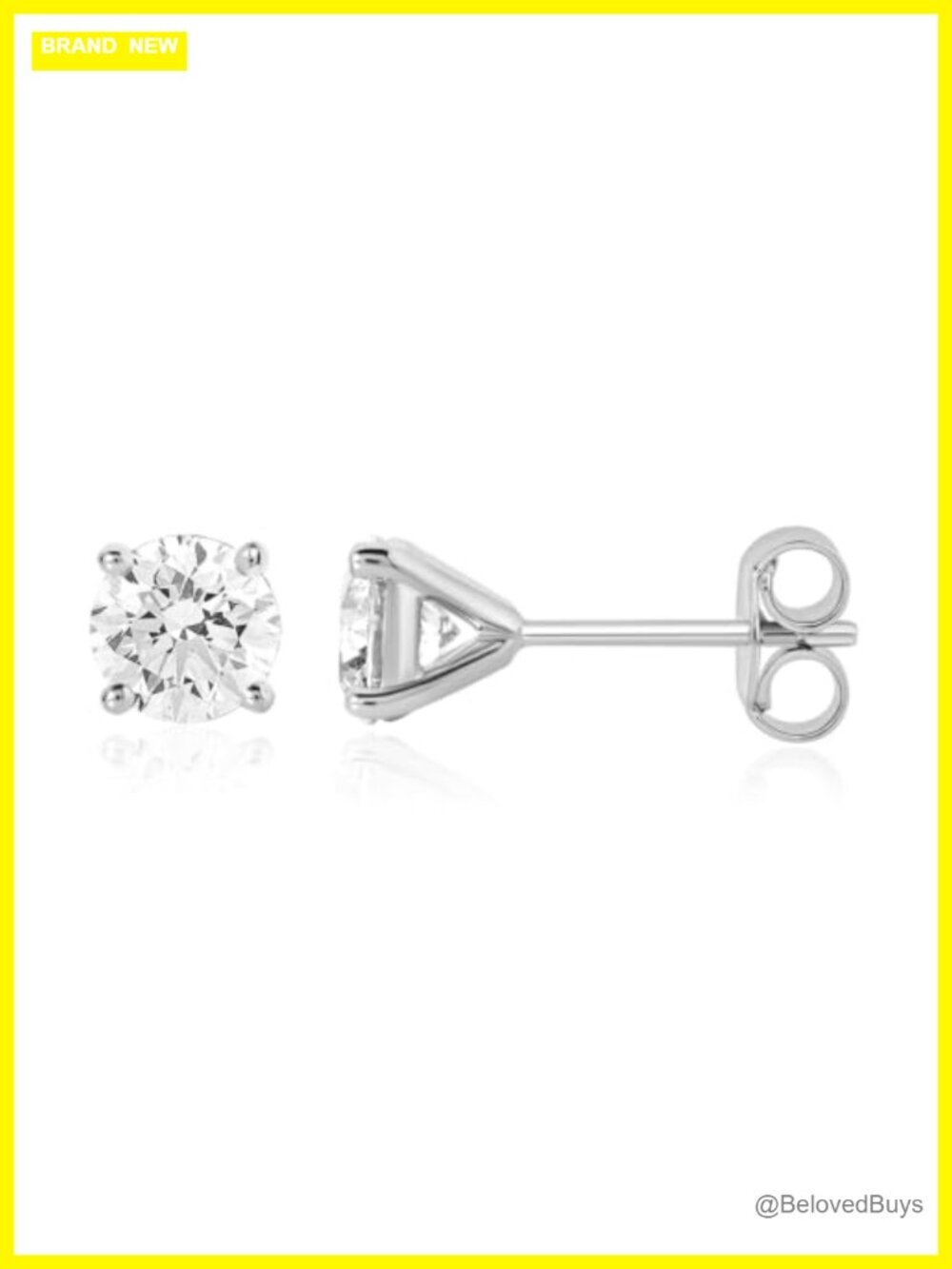 IGI 14KT White Gold Lab Grown Diamond Solitaire Stud Earrings 1 Ct